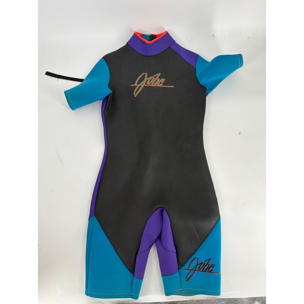 Vintage Jobe Wetsuit Medium Shorty Spring Suit Neoprene Colorblock Black Teal M